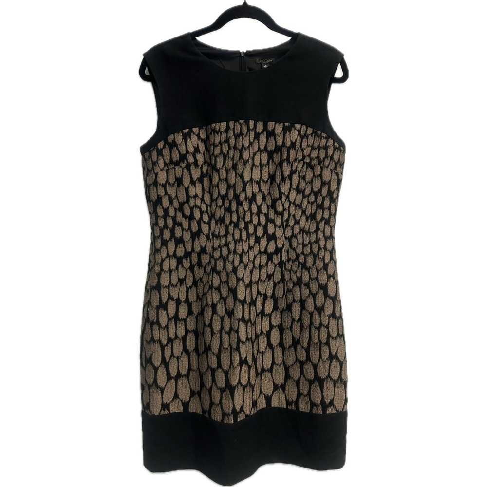 Ann Taylor Women’s Sleeveless Black and Gold Sheath Dress Size 8